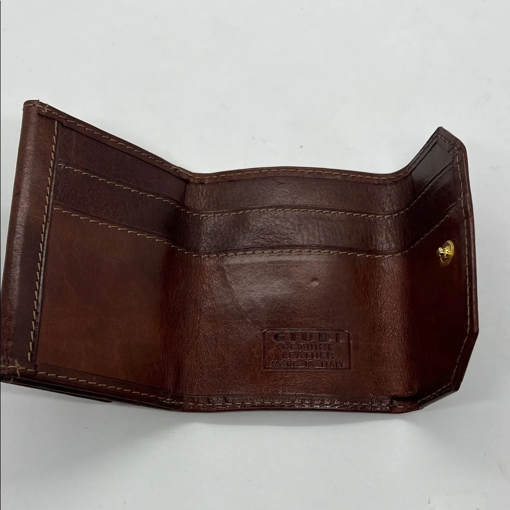 GIUDI Vintage Tri-Fold Leather Wallet | Brown Cowhide | Italian Craftsmanship